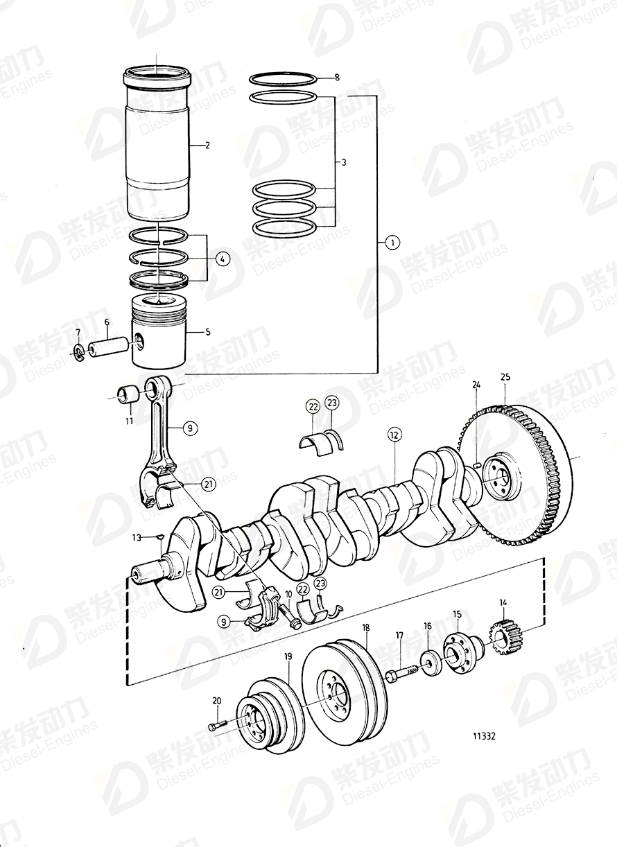 VOLVO Crankshaft, crankshaft 471411 Drawing